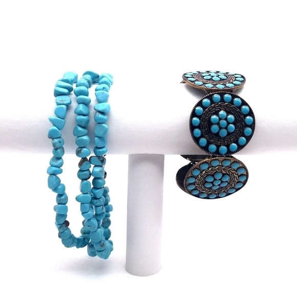 Jewelry - Pair of Southwest style, imitation turquoise bracelets